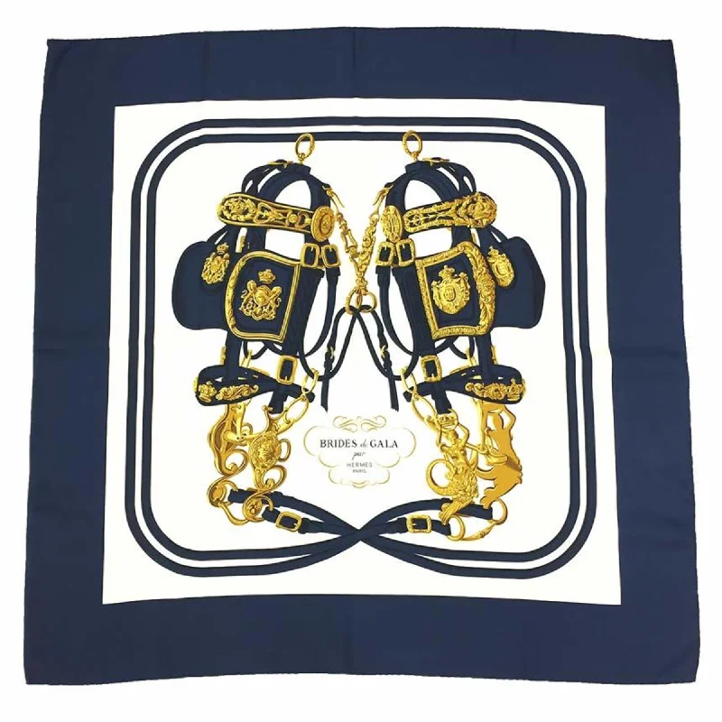 Hermes Navy  Silk Scarf (Pre-Owned)