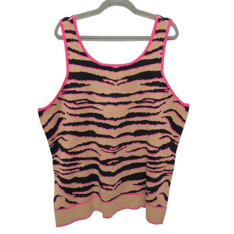 Top Sleeveless By Venus In Black & Tan, Size: 3x