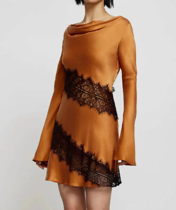 Helaina Mini Dress In Caramel