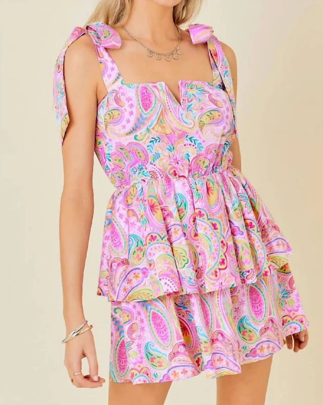 Paisley Pop Mini Dress In Pink