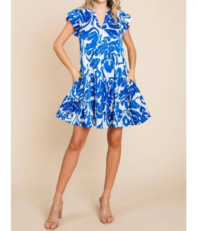 Ripples Mini Dress In Blue