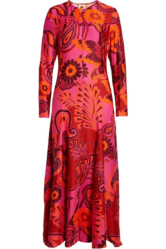 FARM Rio Women's Bold Floral Pink Long Sleeve Maxi Dress, Bold Floral Pink