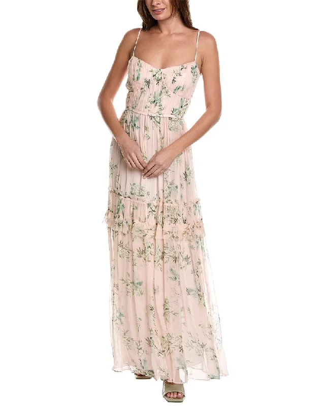 ML Monique Lhuillier Chiffon Maxi Dress