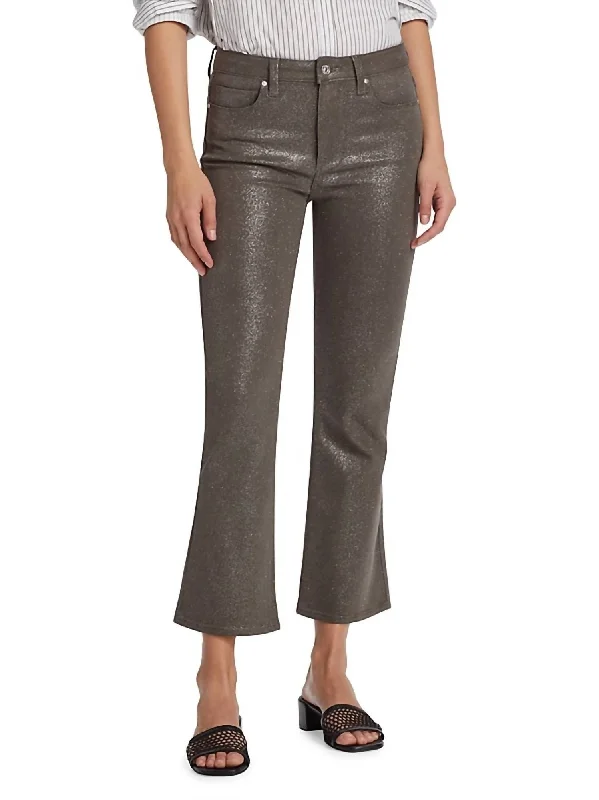 Claudine Ankle Luxe Coating Jean In Taupe/silver