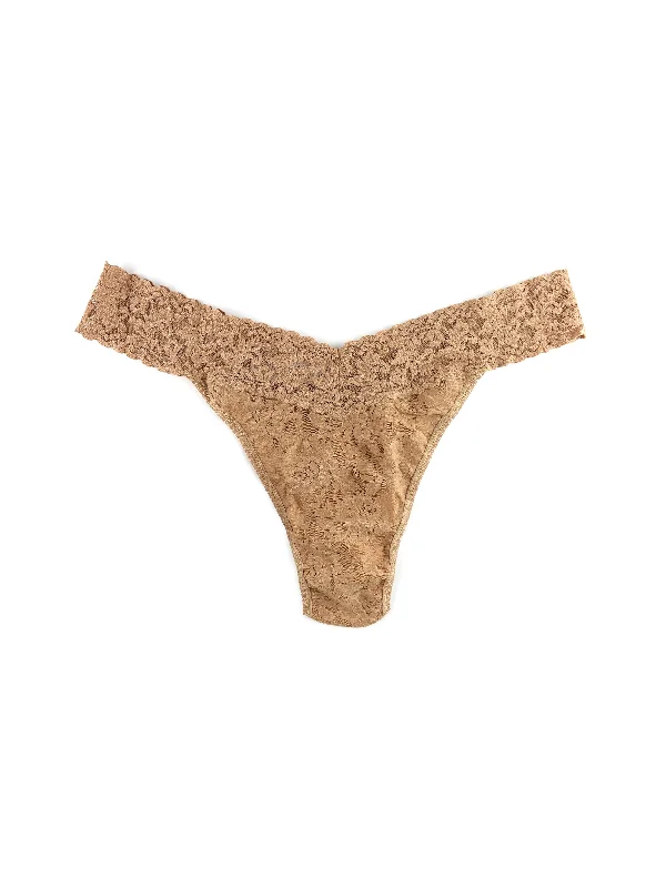 Plus Size Signature Lace Original Rise Thong Sun Tan Beige