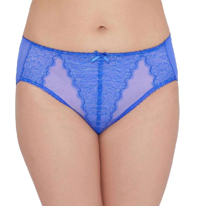 Retro Chic High Waist Full Coverage Everyday Wear Lace Panty - Blue