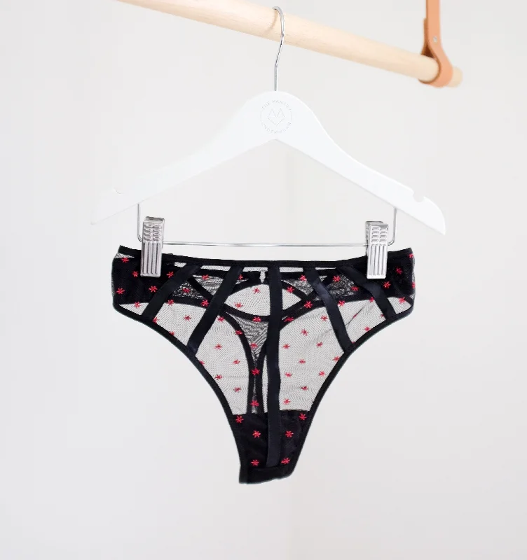 Satin contour thong [Red Fleck]