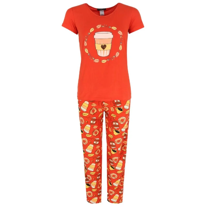 Not a Morning Person Women's Plus Size Pumpkin Spice Short Sleeve PJ Set