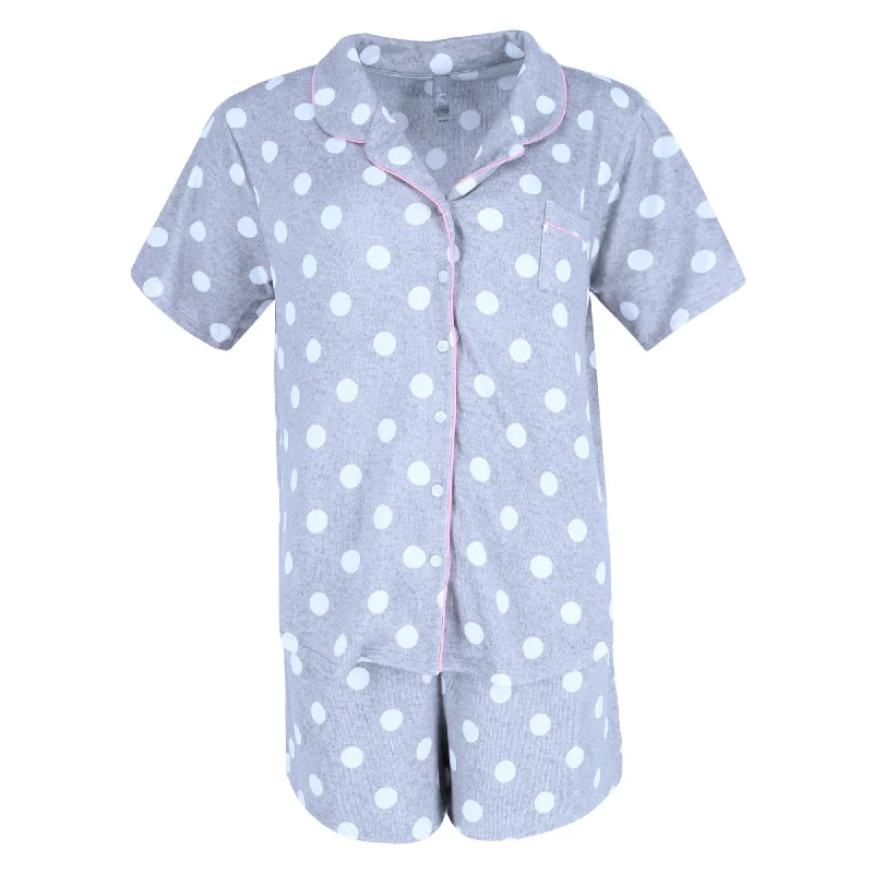 PJ Couture Women's Plus Size Polka Dot Pajama Short Set